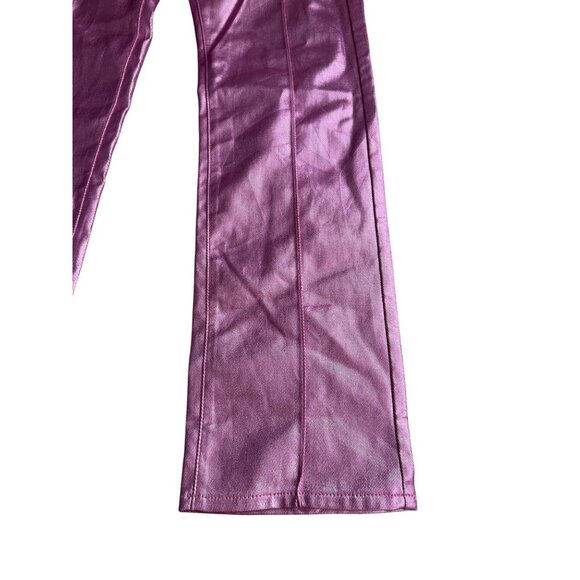 PRETTY LITTLE THING PTL Pink Metallic Straight Leg Pants Jeans Size US 6 - Picture 3 of 9